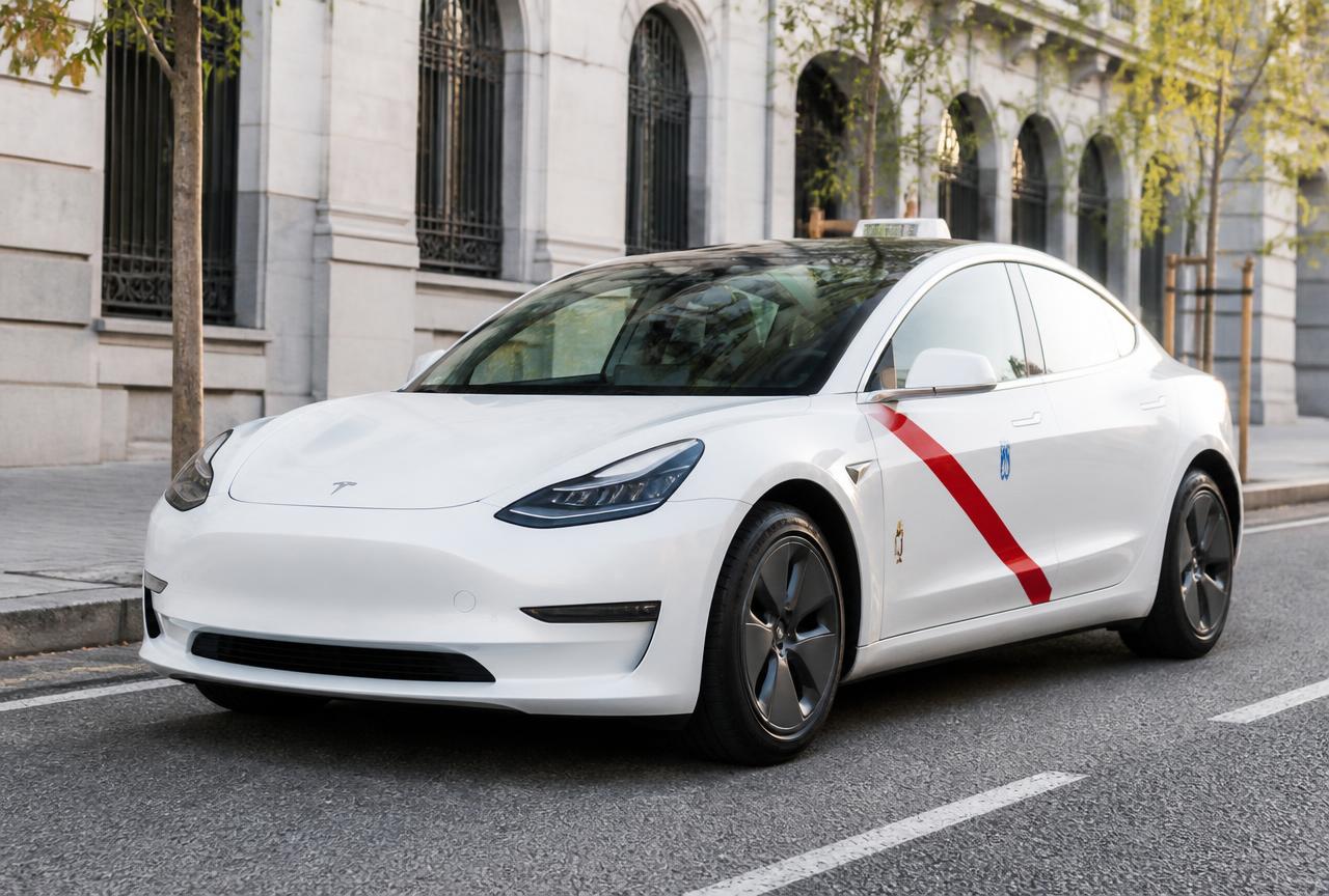 Tesla Model 3 eléctrico en libre de taxi