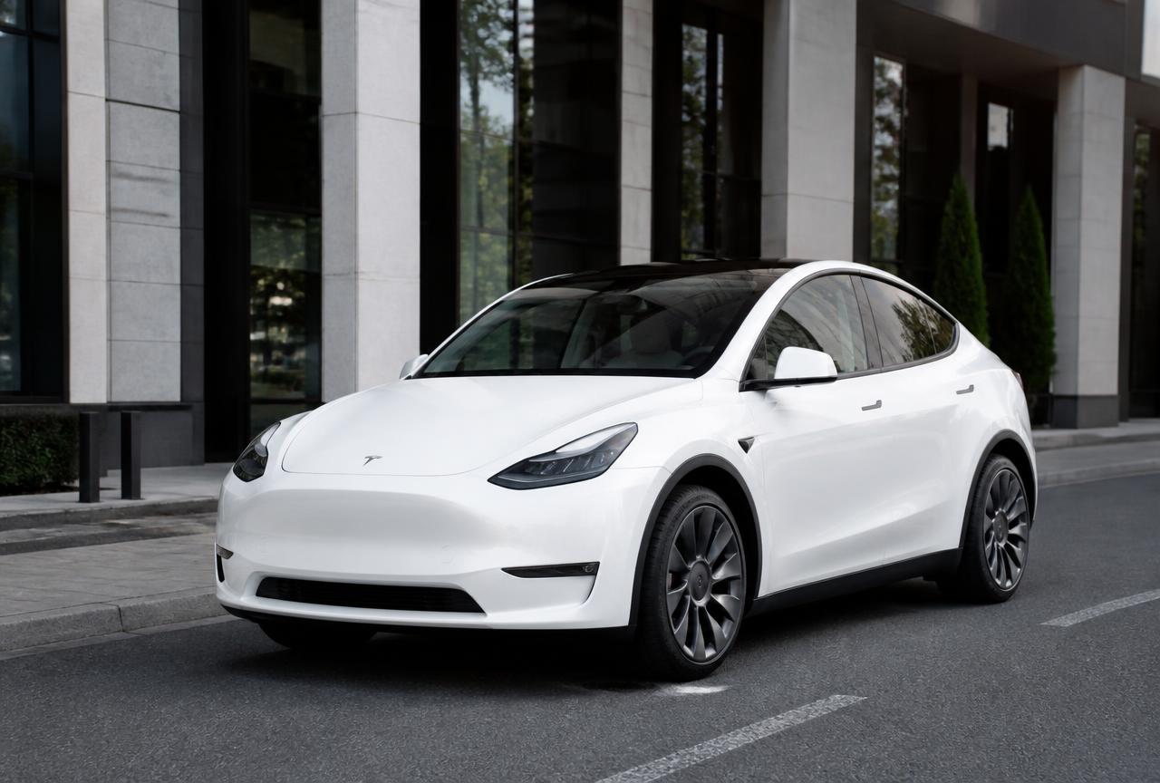 Tesla Model Y blanco eléctrico VTC
